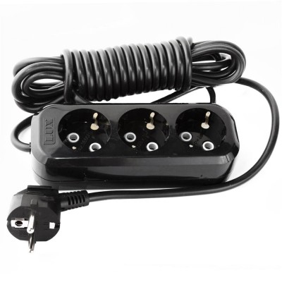 Удлинитель Lux У3-Е-02 3 Sockets 2m Black