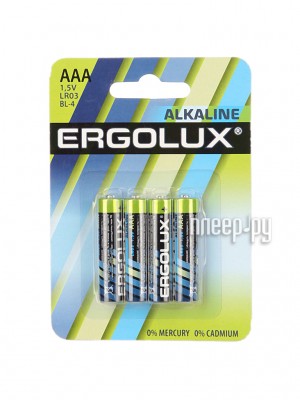 Батарейка AAA - Ergolux LR03 Alkaline BL-4 LR03 BL-4