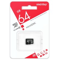 Карта памяти 64Gb - SmartBuy MicroSD Class 10 SB64GBSDCL10-00LE (Оригинальная!)