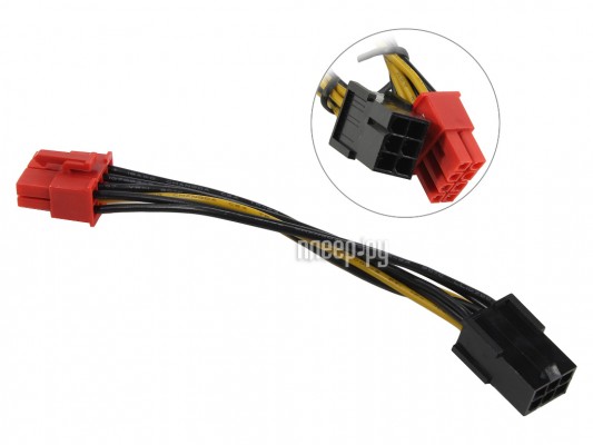 Аксессуар Кабель переходник Akasa PCIe 6pin to PCIe2.0 8pin AK-CB052