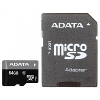 Карта памяти 64Gb - A-Data - Premier Micro Secure Digital XC Class 10 UHS-I AUSDX64GUICL10-RA1 с переходником под SD  (Оригинальная!)