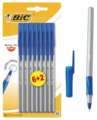 Ручки шариковые Bic Round Stic Exact 6+2шт 932862