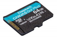 Карта памяти 64Gb - Kingston MicroSDHC 170R A2 U3 V30 Canvas Go Plus SDCG3/64GBSP (Оригинальная!)
