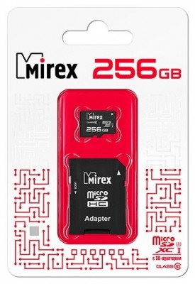 Карта памяти 256Gb - Mirex MicroSDXC Class 10 UHS-I 13613-AD3UH256 с адаптером SD (Оригинальная!)