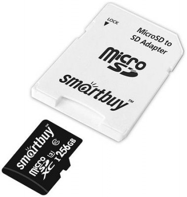 Карта памяти 256Gb - SmartBuy MicroSDXC Class 10 Pro UHS-I U3 SB256GBSDCL10U3-01 с адаптером SD (Оригинальная!)