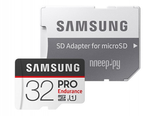 Карта памяти 32Gb - Samsung - Micro Secure Digital HC Pro Endurance UHS-I Class 10 SAM-MB-MJ32GARU с переходником под SD (Оригинальная!)