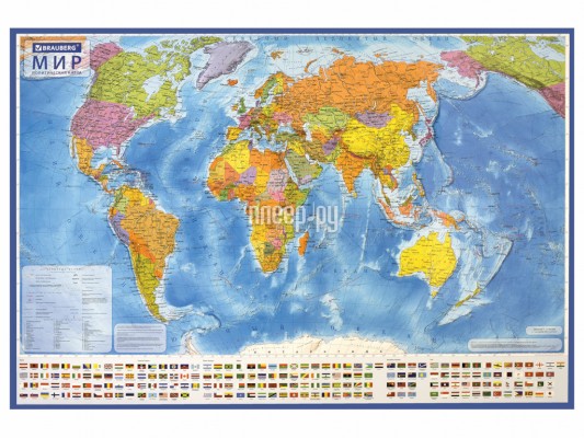 Карта мира политическая Brauberg 117х80cm 112384