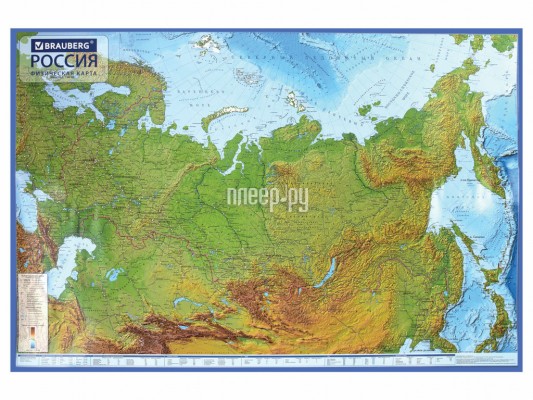 Карта России физическая Brauberg 116х80cm 112393