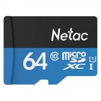 Карта памяти 64Gb - Netac microSDHC P500 NT02P500STN-064G-R с переходником под SD  (Оригинальная!)