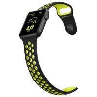 Аксессуар Ремешок Krutoff для APPLE Watch 38/40mm Silicone Sport Black-Yellow 03285