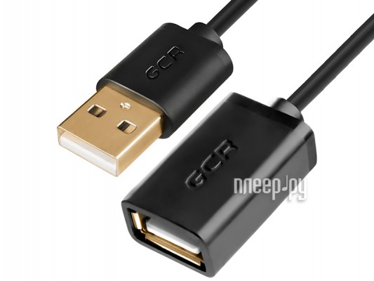 Аксессуар GCR USB 2.0 AM - AF 30cm Black GCR-UEC6M-AAG-0.3m