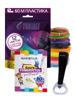 3D ручка Funtasy Piccolo + ABS-пластик 12 цветов + книжка с трафаретами Black SET31-FY-PIBK