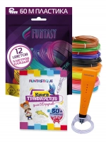 3D ручка Funtasy Piccolo + ABS-пластик 12 цветов + книжка с трафаретами Orange SET31-FY-PIOR