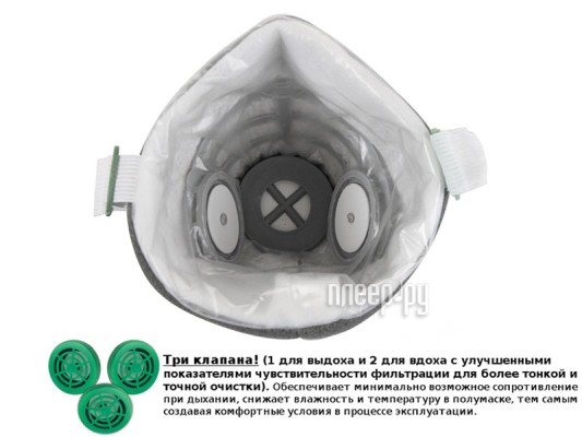 Защитная маска Stayer 1116 У-2К трехслойная класс защиты FFP1 (до 4 ПДК) - с тремя клапанами!!!