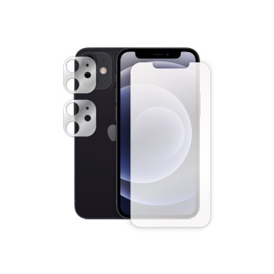 Гибридное защитное стекло Krutoff для APPLE iPhone 12 + защита камеры 2шт 269586