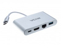 Док-станция Vcom USB 3.1 Type-C M - HDMI / USB 3.0 / RJ45 / PD CU455