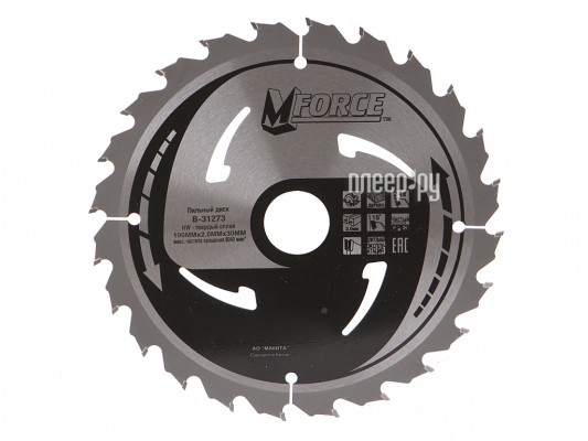 Диск Makita M-force B-31273 пильный по дереву 190x30mm 24 зуба