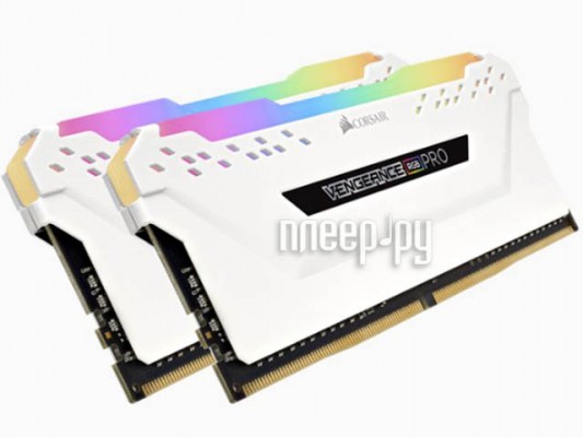 Модуль памяти Corsair Vengeance RGB Pro DDR4 DIMM 3000MHz PC4-24000 CL15 - 16Gb KIT (2x8Gb) White CMW16GX4M2C3000C15W