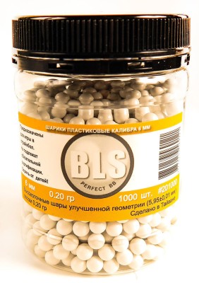 Шарики пластиковые BLS 0.20g 6mm 1000шт White