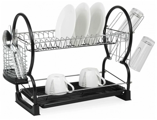 Сушилка для посуды Kamille 55x24.5x37cm Black 0765B