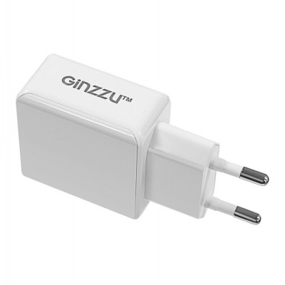 Зарядное устройство Ginzzu 2xUSB 3.1A White + кабель 8-pin 1.0m GA-3313UW