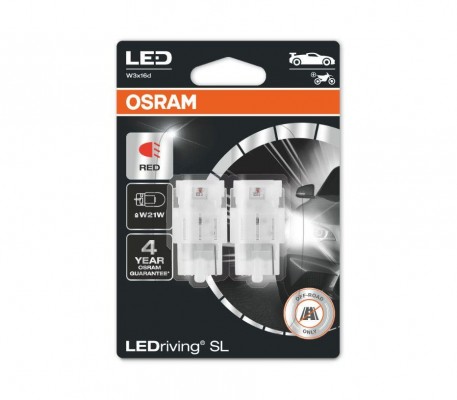 Лампа Osram W21W 12V-LED (W3x16d) Red 2шт 7505DRP-02B